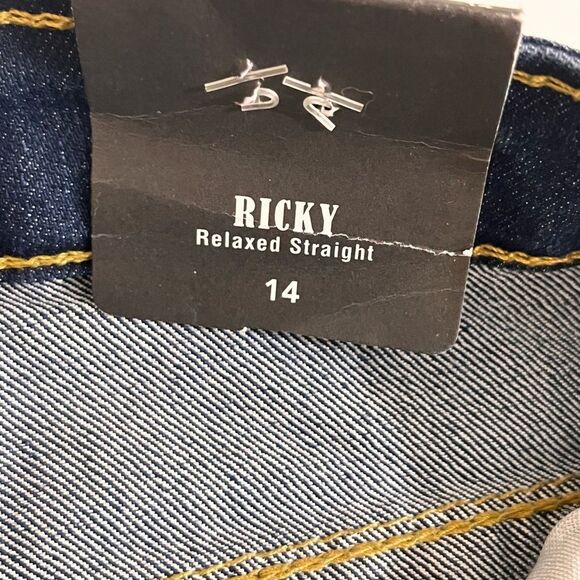 True Religion Blue Straight Jeans with Distressed Accents - Picture 5 of 7